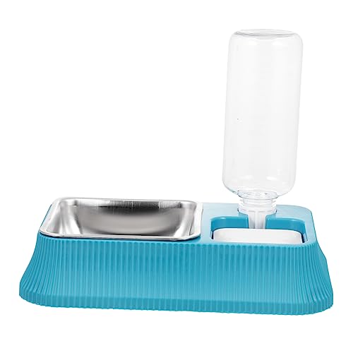 Happyyami Futternapf Katzenfutter-Wassernapf katzenfutter wassernapf Trinkbrunnen für Haustiere Katzennapf pet Feeder pet Supplies Hundefutter wasserspender für Hunde Rostfreier Stahl Blue von Happyyami