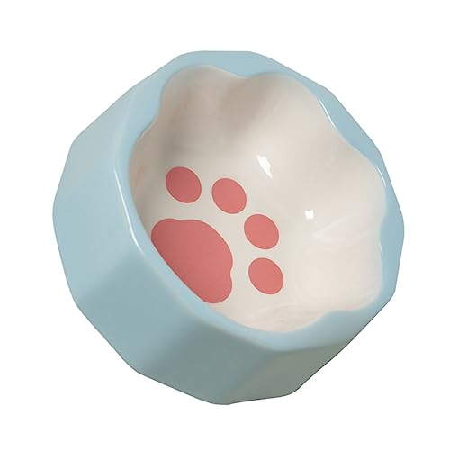 Happyyami Futternapf für Haustiere Katzenkekse schräge Futternäpfe geneigter Katzennapf Schüssel Wurf pet Feeder pet Water Bowl Wassernapf für Haustiere Keramiknapf für Haustiere Blue von Happyyami