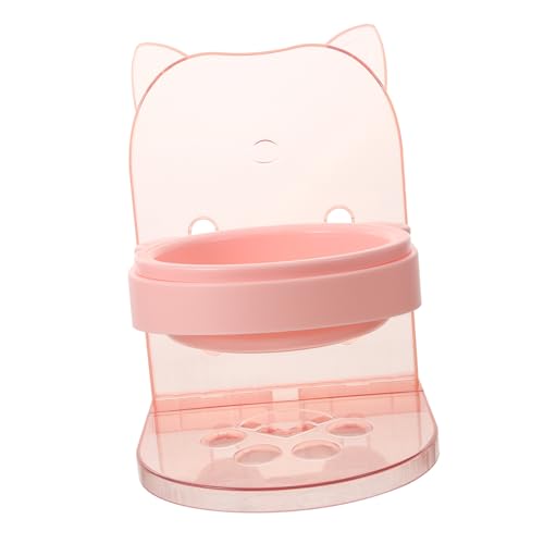 Happyyami Futternapf für Katzen Wasserbrunnen Katzennapf erhöhter Wassernapf für Katzen Katzenfutter nass plastikschüsseln plastikschälchen Praktischer Hundenapf Hundefutterhalter Rosa von Happyyami