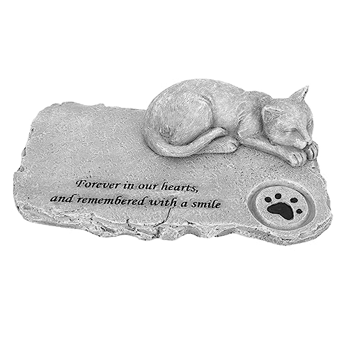 Happyyami Grabstein zum Gedenken an Katzen falsche Katze Katzen-Gedenkschmuck Katzenurnen Glückskatze katzenfigur grabstein für Katzen Hundeerinnerungsgeschenke Erinnerungszubehör Harz Grey von Happyyami