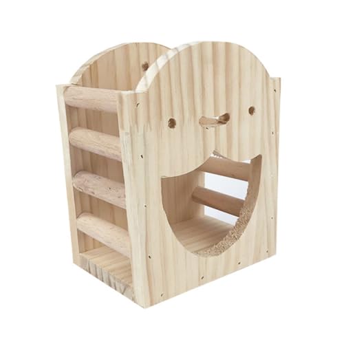 Happyyami Hamster Grasständer Kleiner Futterautomat Käfig Futterregal Chinchilla Heuraufe Schwimmheuraufe Futterautomat zum Aufhängen für Haustiere wandmontiertes Lebensmittelregal Holz von Happyyami