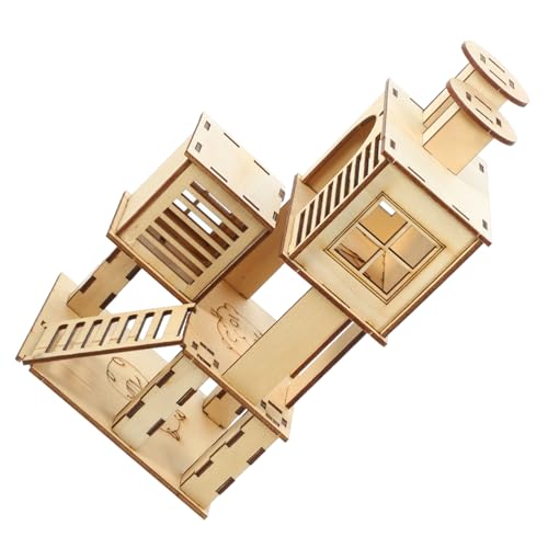 Happyyami Hamster Holzleiter Spielplatz Kletterspielzeug Für Kleintiere Nesthaus Mit Plattform Und Rutsche Ideales Zubehör Für Hamster Und Kleine Haustiere Natürliches Holzdesign von Happyyami