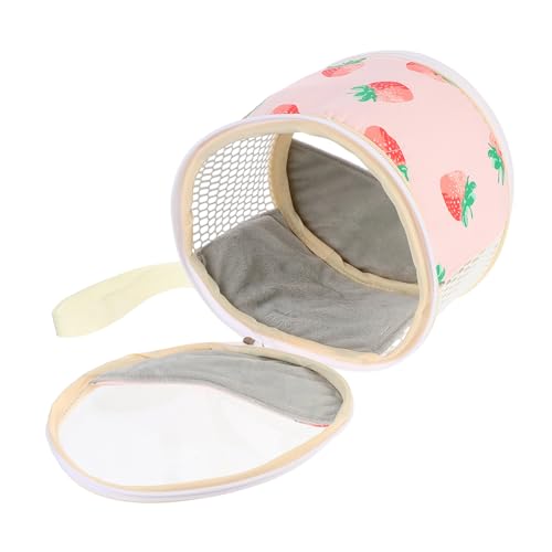 Happyyami Kleine Haustier Tragetasche Für Hamster Meerschweinchen Und Ratten Faltbare Tragbare Reisetasche Für Kleine Tiere Ideal Für Outdoor Reisen Pink Mit Erdbeerdesign von Happyyami