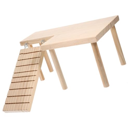 Happyyami Hamster-Spielplattform Aus Holz Mit Leiter Kleintier-Ständer Plattform Holzspiel-Turntisch Meerschweinchen Barsch Spielplatzspielzeug Für Eichhörnchen Rennmaus Chinchilla von Happyyami