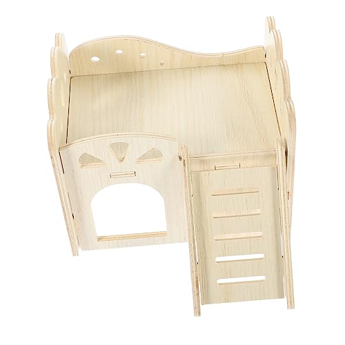 Happyyami Hamster-Spielzeug Rennmaus Hamsterkammer Versteck Hasenkäfige Hamsterleiter Schloss Hamsterschlafnest Rennmaus Spielhalle Hamsterhaus Mäuse Ratte Hamsterspielplatz Hölzern von Happyyami