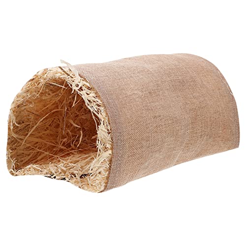 Happyyami Hamster-Tunnel-Spielzeug meerschweinchen Tunnel Hamster Spielzeug Meerschweinchen verstecken Grastunnel für Meerschweinchen Hamsterbettkissen Hamsterruhehöhle Leinen- Light Brown von Happyyami