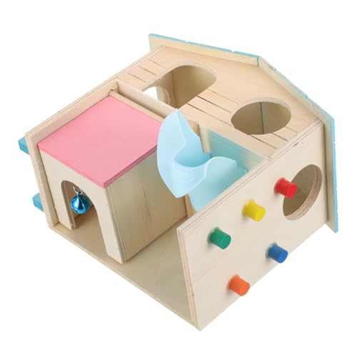 Happyyami Hamsterhaus Haustier Kleintierversteck Spielplatz Für Haustiere Haustier-mäuse-hütte Hamsterspielplatz Spielzeug Für Meerschweinchen Igel Übung Hamsterkäfig Colorful Holz von Happyyami