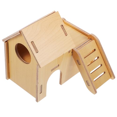 Happyyami Hamsterhaus Kleintier Unterschlupf Für Hamster Ratten Und Igel Mit Leiter Ideal Für Kleine Haustiere Robustes Und Natürliches Material Gemütliche Rückzugsmöglichkeit von Happyyami