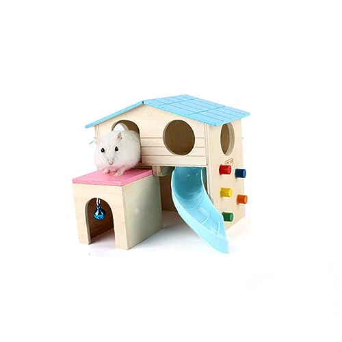 Happyyami Holz Hamster Bett Bunte Schiebe Treppe Glocke Spaß Versteck Spielzeug von Happyyami