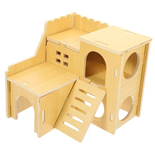 Happyyami Hamsterhütte Hamsterhaus Spielzeug Haustierversteck für Käfig Igel Spielzeug Hamster Schlafhaus Hamster Spielzeug hamsterspielzeug Hamsterleiter Spielzeug Hamsterkäfige hölzern von Happyyami