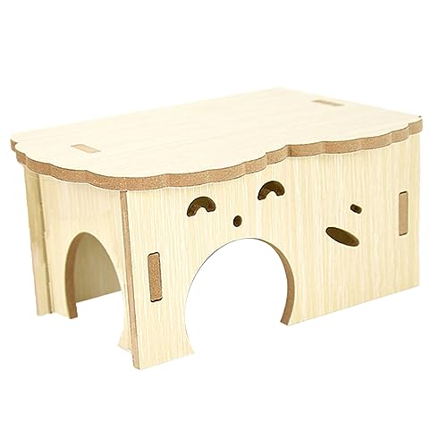 Happyyami Hamsternest aus Holz kleine Tierhäuser Hasenspielzeug Kaninchenfell Meerschweinchen verstecken Häuser nagerhaus Hamsterhaus kleine haustierkabinen Versteck aus Hamsterholz hölzern von Happyyami