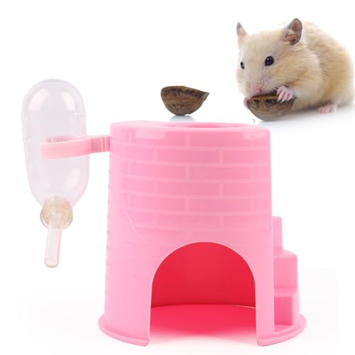 Happyyami Hamsterspielzeug Käfig meerschweinchen versteck Meerschweinchen Heu Rattenhausratten Wurf Nagetier Hamster kleintierhaus Wasserfütterung für Hamster Haustier Schloss Rosa von Happyyami