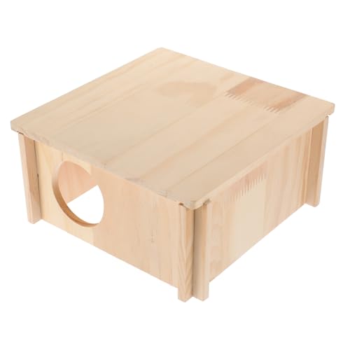 Happyyami Hamsterversteck Meerschweinchen Hütte Versteck Krabbelspielzeug Tiere Spielzeug Kaninchen- Puzzle-Spielzeug Hamster Schlafhaus Tierspielzeug Gehirnspielzeug Khaki Holz von Happyyami