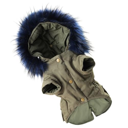 Happyyami Haustier-Baumwollkleidung Winterwelpe Haustierkleidung Zum Warmhalten Frostige Schalen Hamsterkäfige Hunde Winterkostüm Winterweste Für Hunde Warmer Hund Reine Baumwolle Army Green von Happyyami