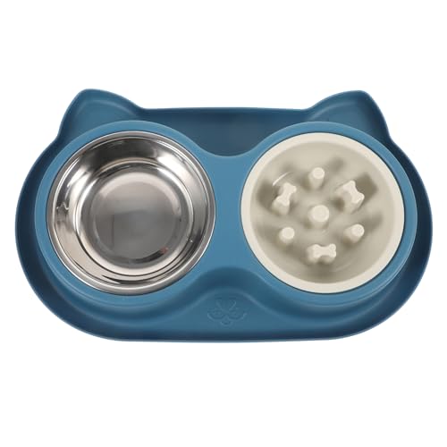 Happyyami Haustier-Doppelnapf pet Bowl Easy putz näpfe für Katzen Dog Bowl katzenschälchen kätzchen trockenfutter Katzenspielzeug Futterspender für Hunde Boden katzennapf Rostfreier Stahl von Happyyami