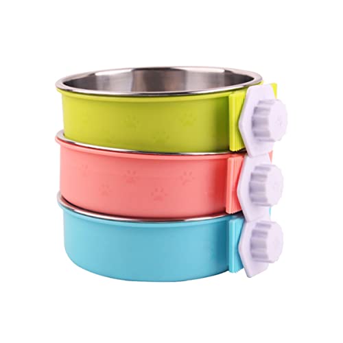 Happyyami Haustier Futter Käfig Hängende Schüssel Katzennäpfe Futternäpfe Für Haustiere Wasserspender Für Hunde Hundenapf Essen Rosa Rostfreier Stahl Abnehmbar Hängende Schale von Happyyami