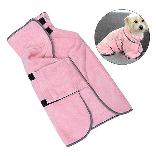 Happyyami Haustier Hund Bademantel hundepflege Hunde Pflege Hundebadetuch schnell trocknendes Handtuch Hund Katze Bademantel Haustier super saugfähiges Handtuch welpen Bademantel Rosa von Happyyami