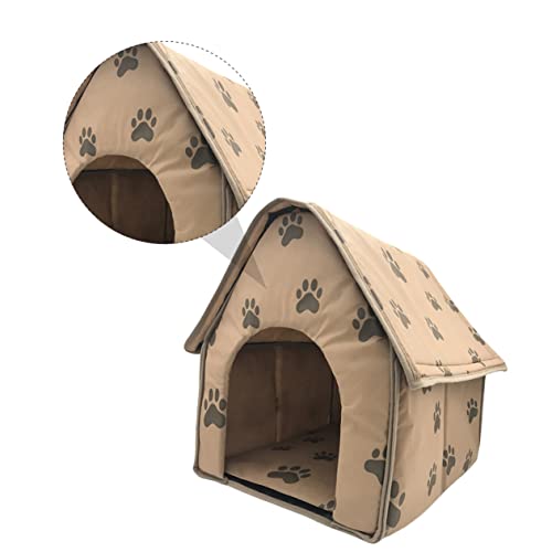 Happyyami Haustier Hundehütte Katzenbett Aus Baumwolle Tragbare Tierunterkunft Weiches Hundebett Korb Für Katzenbetten Katze Warme Matte Faltbares Haustierzelt Katzenbett Coffee Vlies von Happyyami