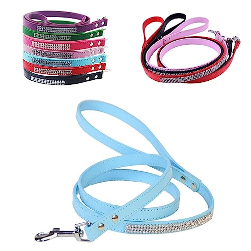 Happyyami Haustier-Leine pet Supplies joggingleine hundelaufband hundegürtel Lederleine Hund zieht Halsband Kurze Hundeleine Hundeleinen Hundespaziergang führt Trainingsleine für Hunde Blue von Happyyami