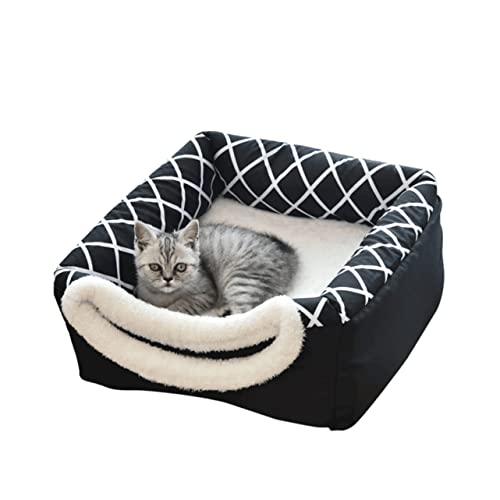 Happyyami Haustier-Schlafbett Katzenzeltbett Hundesofa Kätzchenbett Hundekisten-Pads Matte für Hunde Animal Polster haustierbett Katzenhausbett Haustier warmes Winter Zwinger von Happyyami