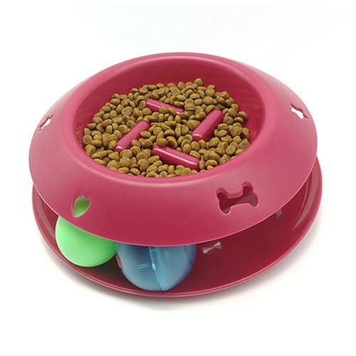 Happyyami Haustier Slow Feeder Napf Für Katzen Jagendes Katzenspielzeug Slow Feed Napf Katzenspielzeug Ballbahn Katzen Futternapf Ball Katzennapf Kein Verschütten Fangen von Happyyami