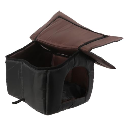 Happyyami Haustierbett Katzenhauszaun Überdachung Hundekäfig Hundehängematte Hundehütte Kühlendes Katzenhaus Für Wohnungskatzen Schutz Haustier Laufstall Wasserdicht Luft Black Oxford-Stoff von Happyyami