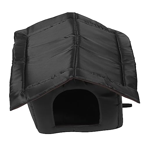 Happyyami Haustierbett pet Bed petbett Haustierhöhle cat House hundefressnäpfe Katzenfutter Katzenhütte Katzennest Welpe Katzentür außen Katzenhaus wetterfest Hundehütte Tierheim Stoff Black von Happyyami