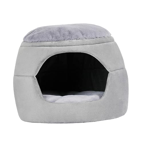 Happyyami Haustierbett pet Bed petbett Haustierhöhle catsbests katzenhaus bündeln mit Katzenminzenbällen Wurf Haustierkäfig für Katzen Hundeschlafnest Perlenbaumwolle Light Grey von Happyyami