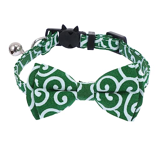 Happyyami Haustierhalsband Halter für Katzenhalsband Katzenfliege Kätzchen Bogen rote Katze Kostüm Kitten Halsband katzenzubehöhr Kätzchen Glockenhalsband Kätzchenschleifenkragen Tuch Green von Happyyami