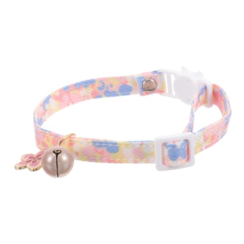 Happyyami Haustierhalsband verstellbares Welpenhalsband Katzenversorgung sicherheitsschloss pet Supplies verstellbares Hundehalsband zartes Hundehalsband tragbar Zubehör Jingle-Katze Rosa von Happyyami