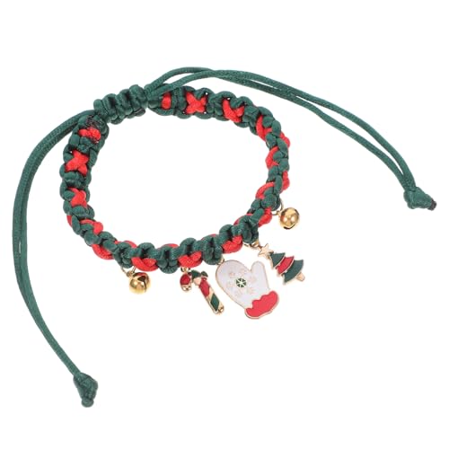 Happyyami Haustierhalsband weihnachtshundehalsband Katzenhalsband mit Glocke Weihnachtsschmuck für Katzen Katzenhalsband aus geflochtenem Seil Kätzchen Weihnachtskragen Hund Weihnachtsfliege von Happyyami