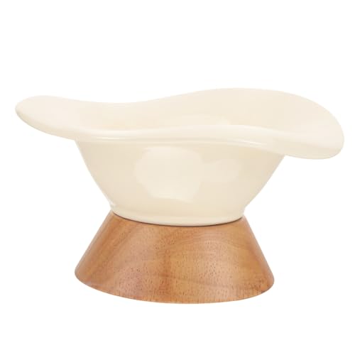 Happyyami Haustiernapf pet Feeder pet Water Bowl Keramik schüssel keramikschüssel tiernahrung Hundenapf aus Keramik Futternäpfe für Katzen Kleiner Hundenapf Kaninchenschalen hölzern Beige von Happyyami