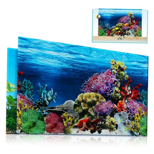 Happyyami Hintergrundaufkleber Aquarium Selbstklebender Aquarienhintergrund Aquariengitter LED-Licht für Aquarien Tank Unterwasserwelt Dekoration Meerestiere Dekoration wandaufkleber Papier von Happyyami