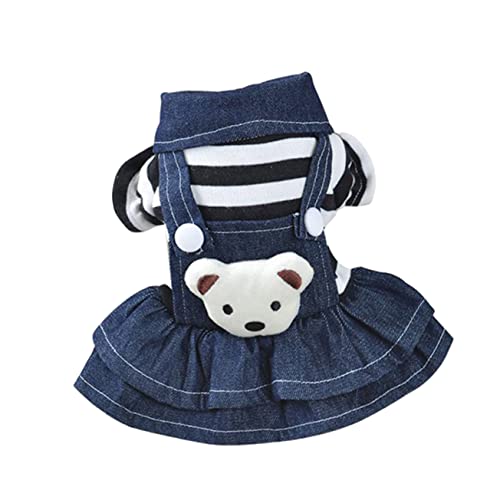 Happyyami Haustierbekleidung Frühlingskleider für Hunde Kiste Strampler Nachthemd Kleid Sommerkleidung für Hunde Hundekleidung Rock Hundebekleidung Jeans Denim Schildkrötenbecken Shirt Gurt von Happyyami