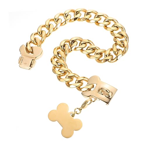 Happyyami Hundeleine entzückendes hundehalsband für Hunde Kragen Welpenmarke entzückender Haustieranhänger hundeanhänger hundegeschenk Heimtierbedarf zarte Hundehalskette Stahl Golden von Happyyami