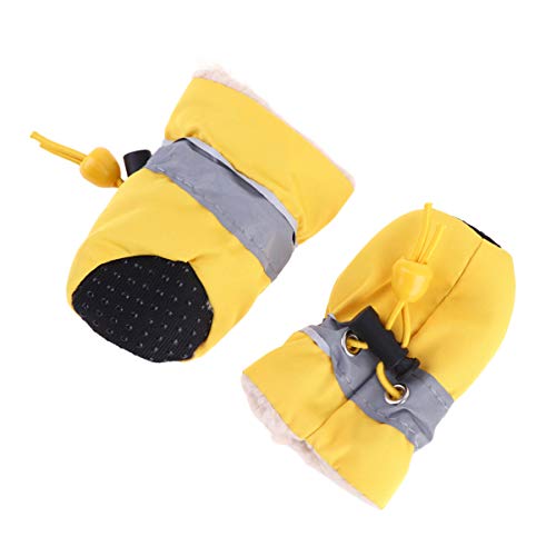 Happyyami Hundestiefel Hundeschuhe Für Kleine Hunde Pfotenschutz Für Hundesohlen Welpenschuhe Für Kleine Hunde Anti-rutsch-Hund Regentag Hundeschuhe Schneestiefel Für Kleine Haustiere Yellow von Happyyami