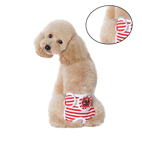 Happyyami Hygienehosen Für Haustiere Hundehose Hundeoverall Pyjama Für Welpen Waschbare Hundewindeln Sicherheitshose Für Haustiere Hundemäntel Haustierhosen Hundeunterwäsche Weiblich Rot von Happyyami