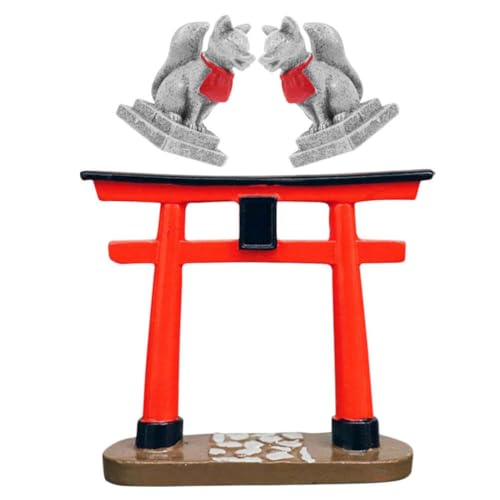 Happyyami Japanisches Shinto-Torii-Tor Fuchsfigur Miniatur-Schrein Aquarium-Torii-Ornament Zen-Gartenzubehör Für Aquarien Mikrolandschaft Feengarten-Dekoration von Happyyami