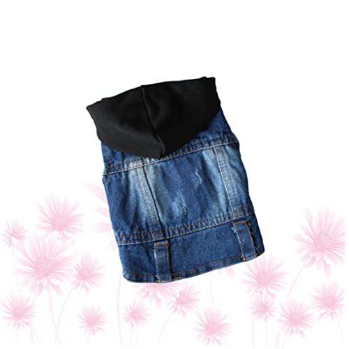 Happyyami Jeansjacke ärmelloser Hoodie Hund ärmellose Jacke Haustier Denim Mantel Jeansbluse Kleider Kleidung Haustierzubehör Haustierwesten Frühling und Sommer kleine Weste von Happyyami