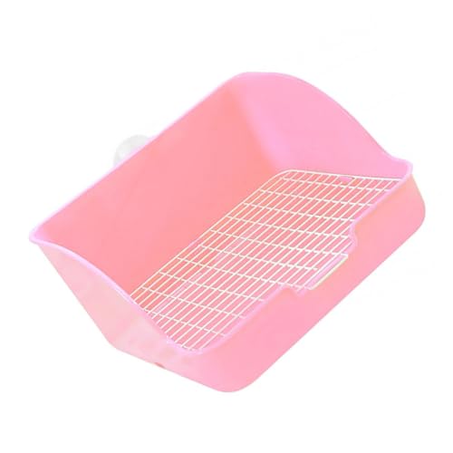 Happyyami Kasten Kaninchen-Trainingstöpfchen Kaninchenkäfig Toilette Schließfach Kaninchenstreu-Pellets Hamster klo kaninchenklo Anti-Fall-Häschen-Töpfchen Kaninchen Töpfchen Plastik Rosa von Happyyami