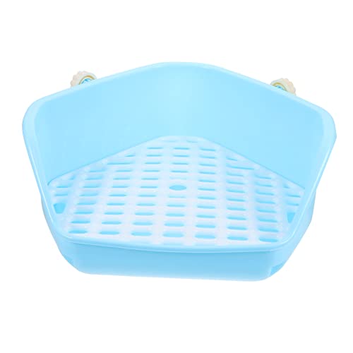 Happyyami Kasten Kaninchentoilette Kaninchen-Ecke Eckstreuwanne Hamster Töpfchentrainer Hasenzubehör Hamster klo hasentoilette Chinchilla-Toilette Trainingsecke für Haustiere Plastik Blue von Happyyami