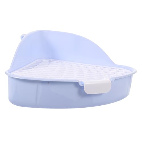 Happyyami Kasten Kaninchentoilette Rattenstreu Tiere Käfig Kaninchen-Töpfchen-Trainingstoilette Heu kaninchenklo Hasen klo Eckklo Haustier-PIPI-Toilette Haustiertoilette Plastik Sky-Blue von Happyyami