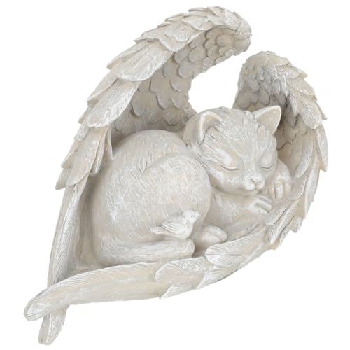 Happyyami Katzen-Gedenkgeschenke gedenkstein für Haustiere Kätzchen Urnen Katzendekor Figur grabstein für Katzen katzenangel Katzenstatuen im Freien Haustier Grabstein Harz Light Grey von Happyyami