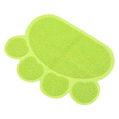 Happyyami Katzen-Tischset süße Katzentoilette Kätzchen Bodenmatte Eckmatte für Katzenstreu Hundenapfmatte Katzenklo Matte rutschfeste Katzenmatte Streufangmatte Cartoon-Fußmatten PVC Green von Happyyami