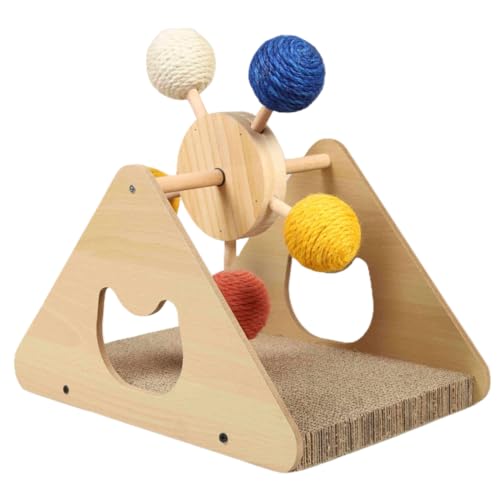 Happyyami Katzenkratzbrett Riesenrad Hasen-Accessoires Kratzmöbel Für Katzen Katzenkratzball Auf Ständer Kletterpfosten Für Katzen Lustiges Kratzbrett Sportspielzeug Haushalt Hölzern Zubehör von Happyyami