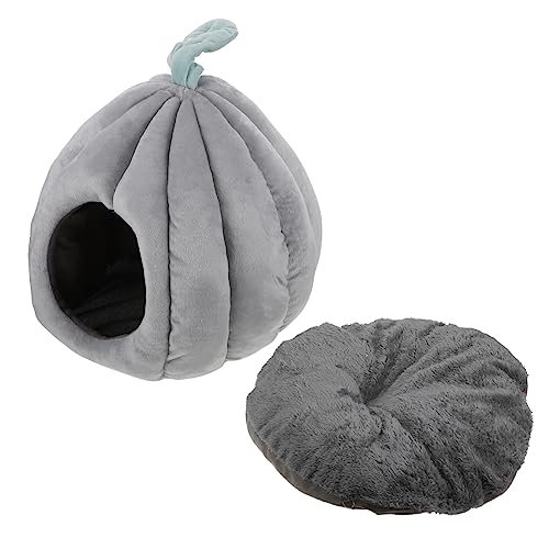 Happyyami Katzennest haustierbett pet Bed katzenhöhlen Haustierzubehör hundebett Haustier Katze Schlafkissen Katzenhaus im Freien Plüsch winterliches Katzenhaus Katzenheim Zuhause Stoff Grey von Happyyami