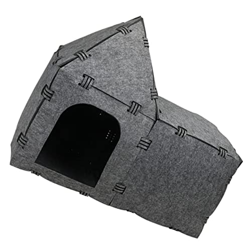 Happyyami Katzennest katzenzelt cat Tent Katzenhöhle mit Katzen schlafplatz katzenbetg Wurf Katzenbett Guck-Guck Kleiner Nesttunnel für Haustiere Katze spielt Tunnel Filzstoff Grey von Happyyami