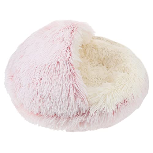 Happyyami Katzennest pet Bed petbett Halbgeschlossenes Haustierhaus katzenkorb katzenkörbchen beruhigendes Hundebett Katzenkühlhaus Haustier Katzenhaus Schlafmatte für Katzen Flanell Rosa von Happyyami