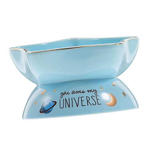 Happyyami Katzenschüssel aus Keramik Katzennapf angehoben Katzengericht Wurf Kätzchen Katzenspiele pet Water Bowl katzenfutter schüssel dekorativer Katzennapf Erhöhter Katzennapf Sky-Blue von Happyyami