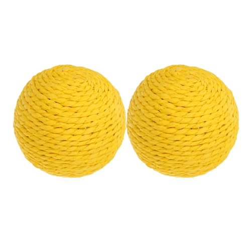 Happyyami Katzenspielzeugball interaktives katzenspielzeug Katzen Ball Katzenspielzeug aus Jutegarn Katzenspielzeug für Wohnungskatzen Katze kaubälle Katzenbälle Hanfseil Yellow von Happyyami